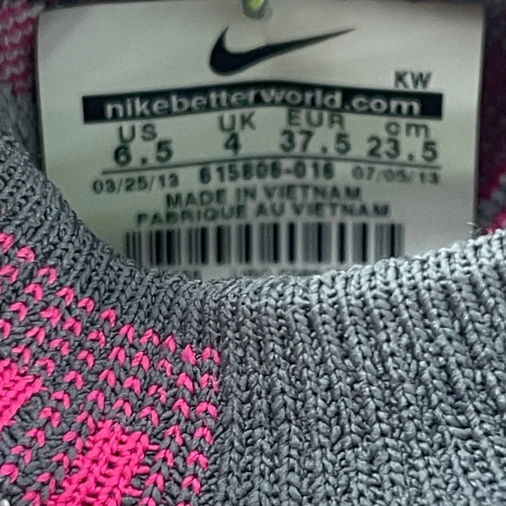 Nike Free 5.0 Flyknit Womens 6.5‎ Grey Pink Running Athletic Shoes 615806-016